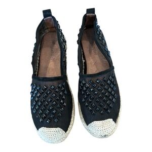 Jeffrey Campbell black mesh stud espadrilles